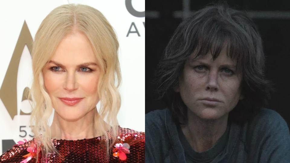 Nicole Kidman infamously wore a large prosthetic nose for <em>The Hours</em>, but her transformation into a weary LA cop in <em>Destroyer</em> was even more dramatic. (Credit: Taylor Hill/Getty Images/Lionsgate)