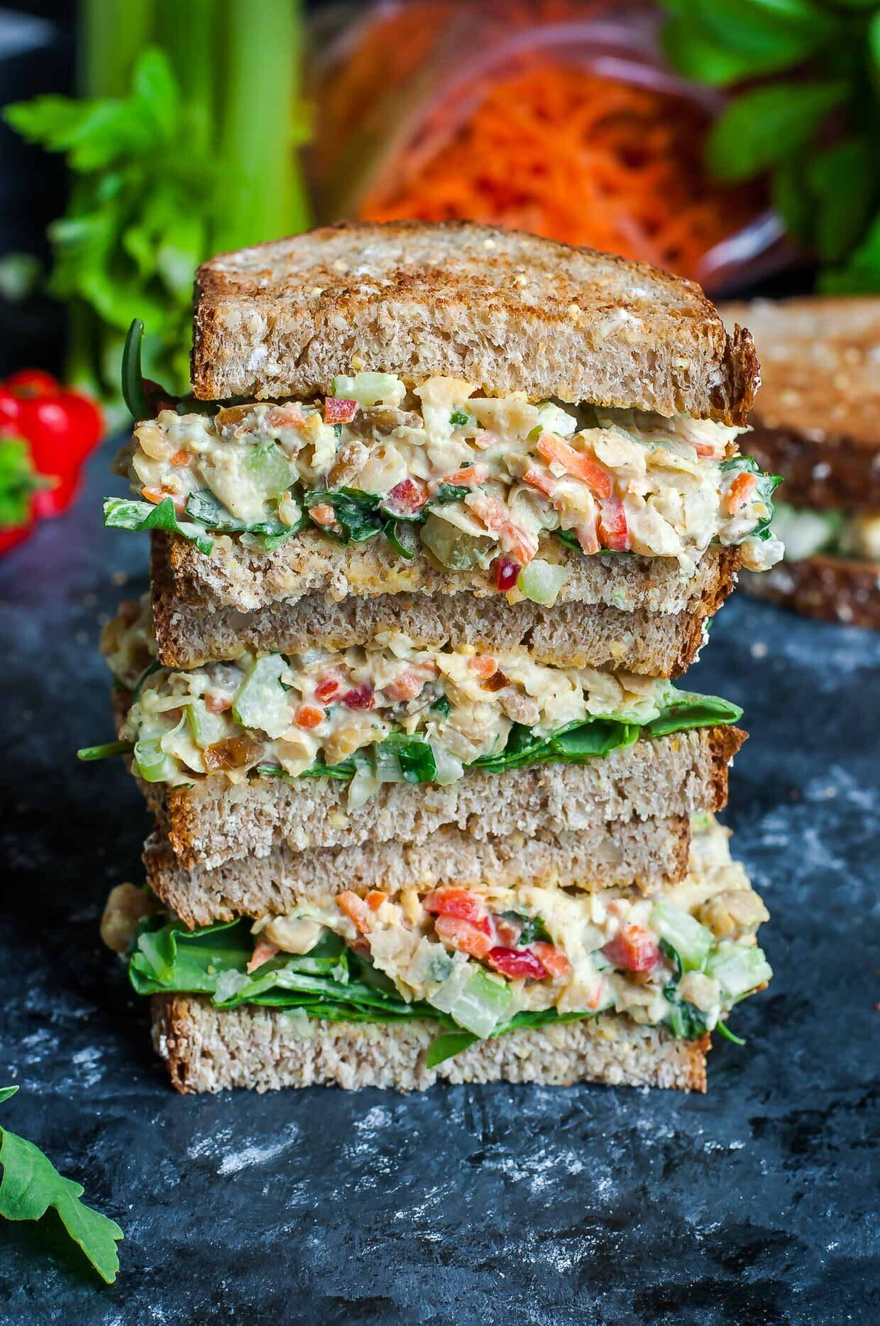 <strong><a href="https://peasandcrayons.com/2017/05/garden-veggie-chickpea-salad-sandwich.html" target="_blank" rel="noopener noreferrer">Get the Garden Vegetable Chickpea Salad Sandwich recipe from Peas and Crayons﻿</a></strong>