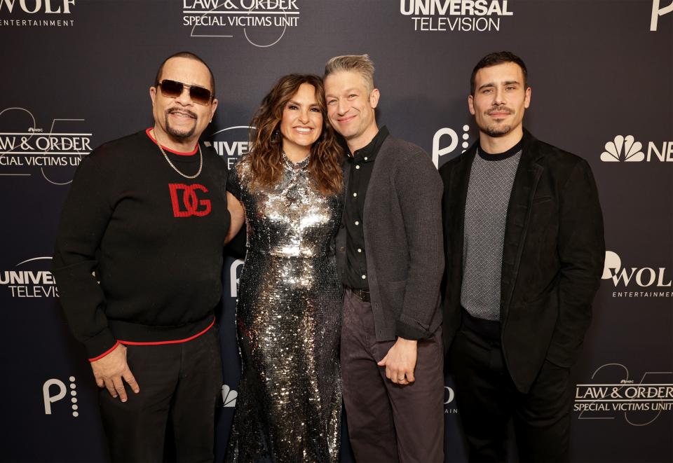 Ice-T, Mariska Hargitay, Peter Scanavino and Octavio Pisano attend the "Law & Order: Special Victims Unit" 25th Anniversary Celebration on January 16, 2024 in New York City.