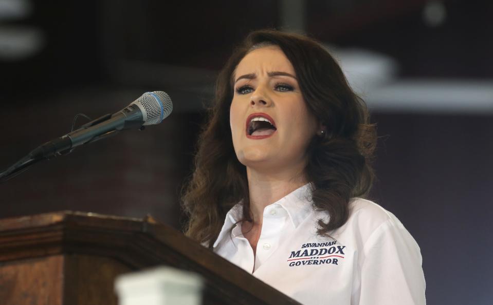 Savannah Maddox, running for Governor, spoke at Fancy Farm.Aug 6, 2022