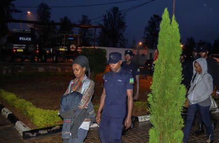 Diane Shima Rwigara, a leading critic of Rwanda's president, is seen after she was arrested by police in Kigali, Rwanda, September 4, 2017. REUTERS/Jean Bizimana