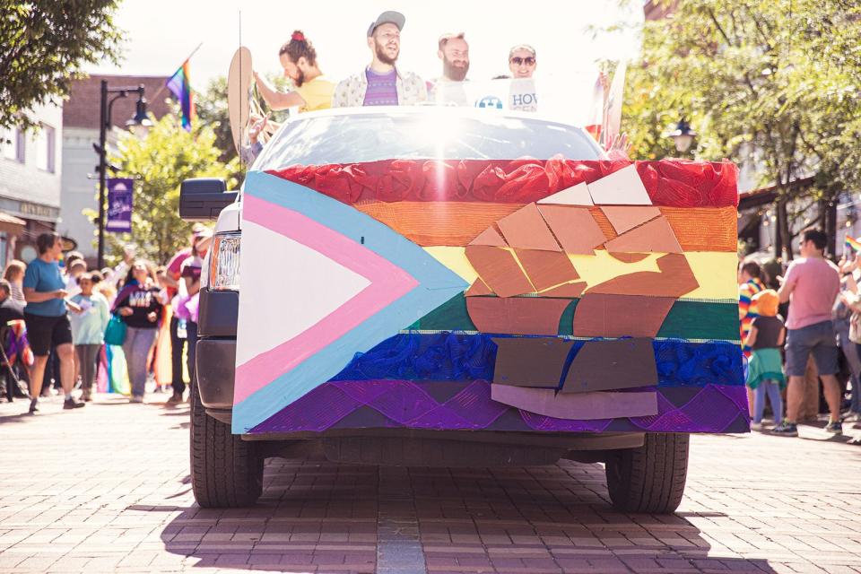 A float at the 2019 Burlington Pride Parade, making its way down Church Street.