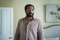 This image released by HBO Max shows Chiwetel Ejiofor in a scene from "Lockdown." (Susie Allnutt/HBO Max via AP)