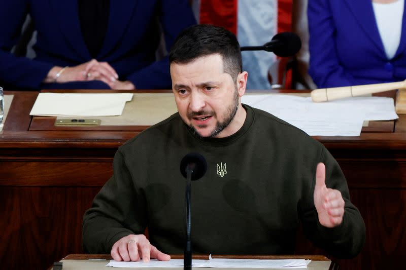 FILE PHOTO: Ukraine's President Volodymyr Zelenskiy addresses a joint meeting of U.S. Congress at the U.S. Capitol in Washington