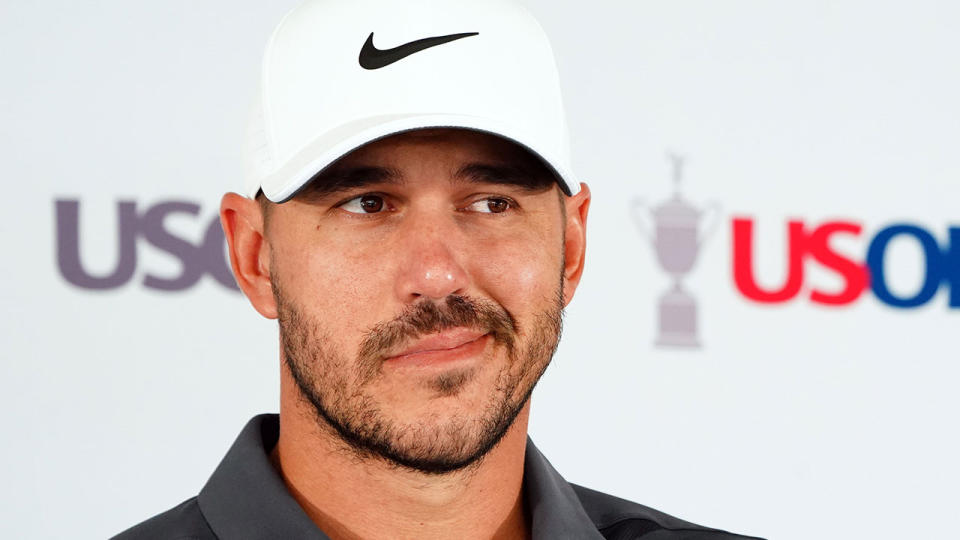 Brooks Koepka hit out in frustration after being asked for his thoughts on the LIV Golf series ahead of the US Open. Pic: AAP