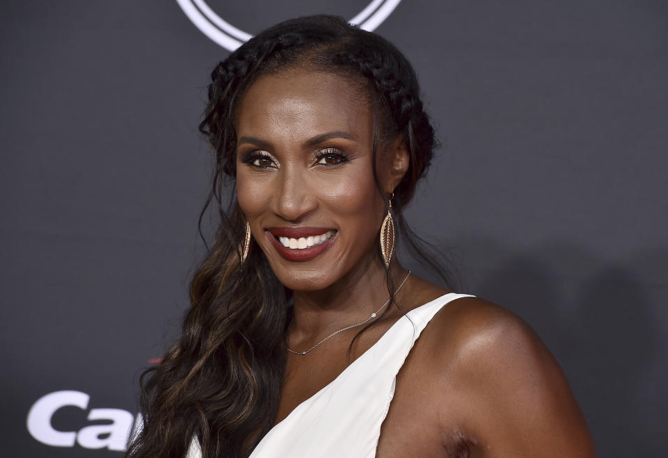 Lisa Leslie arrives at the ESPY Awards on Wednesday, July 20, 2022, at the Dolby Theatre in Los Angeles. (Photo by Jordan Strauss/Invision/AP)