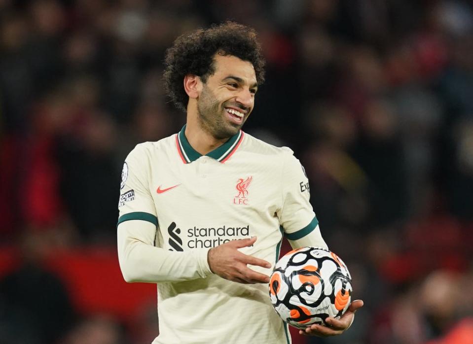 Mohamed Salah scored a hat-trick at Old Trafford (Martin Rickett/PA). (PA Wire)