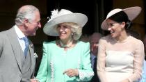 <p> For King Charles's 70th birthday celebrations in 2018, Meghan was caught sharing a sweet moment with her father-in-law and Queen Camilla. </p> <p> While she enjoyed some unguarded laughter and jokes, the Express suggested that more was revealed by this candid moment - a growing bond with Camilla and Meghan. </p> <p> Body language expert Judi James revealed to <a href="https://www.express.co.uk/life-style/life/964058/meghan-markle-camilla-parker-bowles-news-pictures-video-body-language" rel="nofollow noopener" target="_blank" data-ylk="slk:Express.co.uk;elm:context_link;itc:0;sec:content-canvas" class="link ">Express.co.uk</a> that the affection displayed between the royal wives was "genuine" and that the "new parameters of open affection" displayed could bring "change." </p> <p> Sadly, that developing bond was cut short when Harry and Meghan left life as working royals and moved to California in 2020. </p>