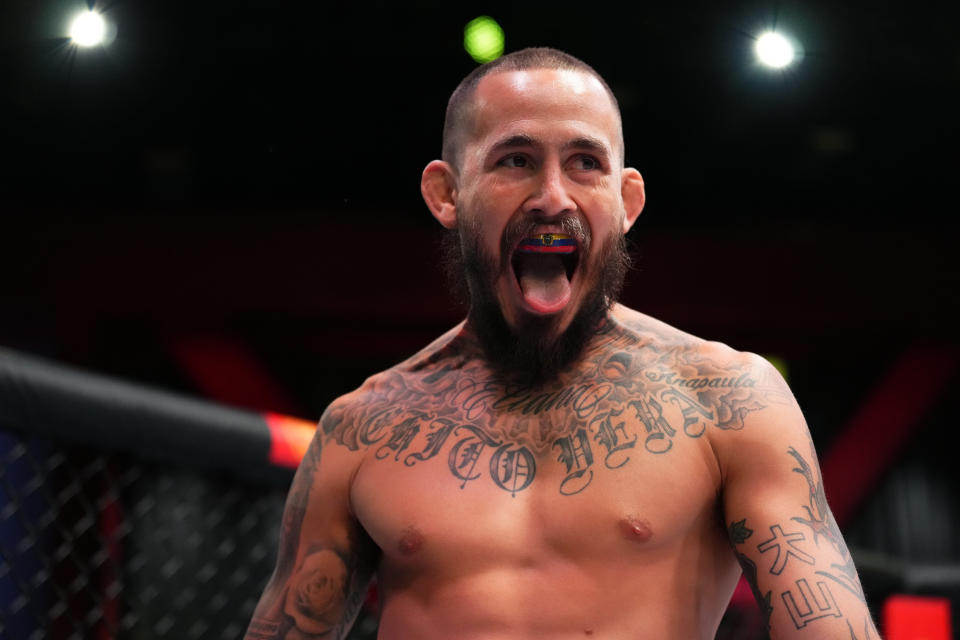 LAS VEGAS, NEVADA - APRIL 30: Marlon Vera of Ecuador prepares to fight Rob Font in a bantamweight fight during the UFC Fight Night event at UFC APEX on April 30, 2022 in Las Vegas, Nevada. (Photo by Chris Unger/Zuffa LLC)