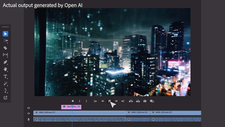 Adobe Premiere Pro with output generated by Open AI.