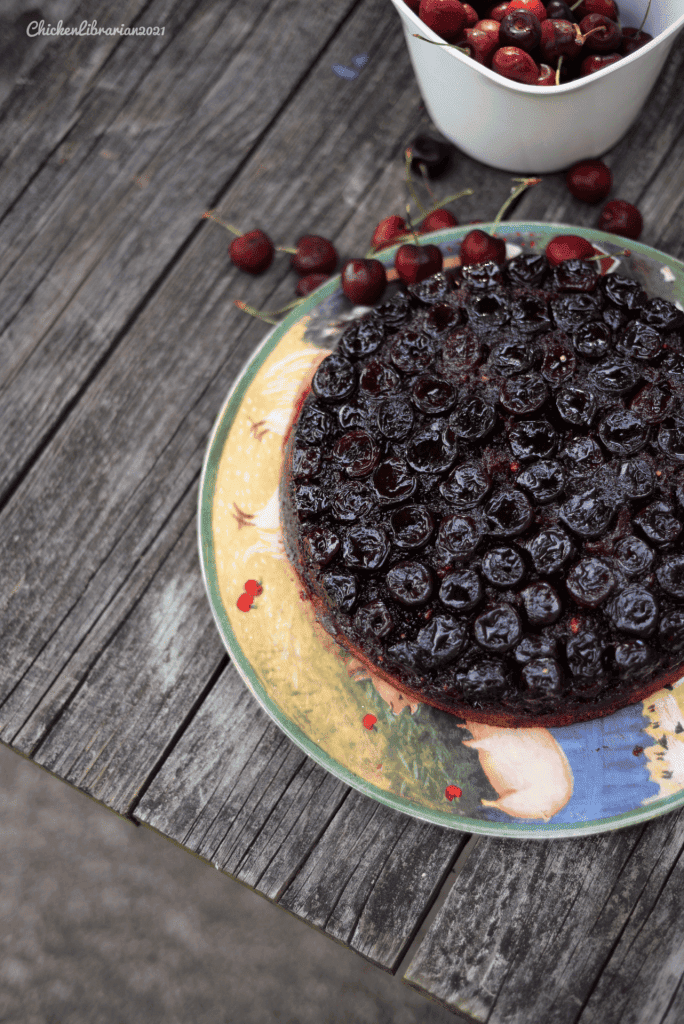 Hints for making a great cherry upside down cake are available from the Chicken Librarian.