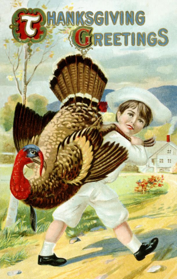 Vintage illustrations as Thanksgiving greetings