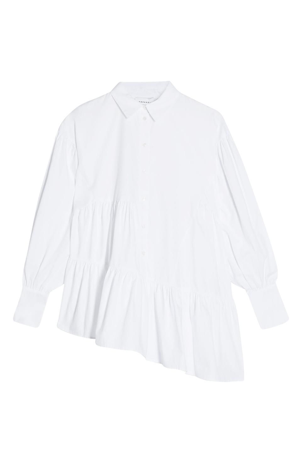 Tiered Asymmetrical Poplin Shirt