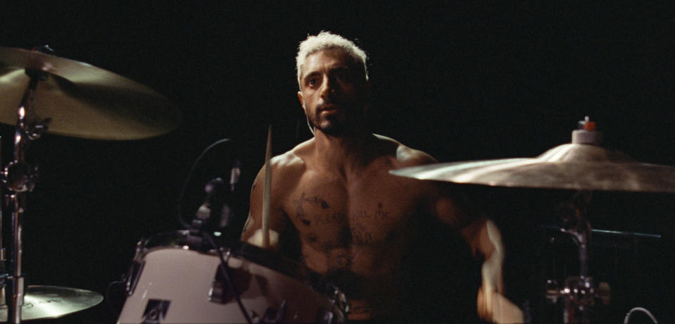 This image released by Amazon Studios shows Riz Ahmed in a scene from "Sound of Metal," named one of the top 10 films of the year by The American Film Institute. (Amazon Studios via AP)