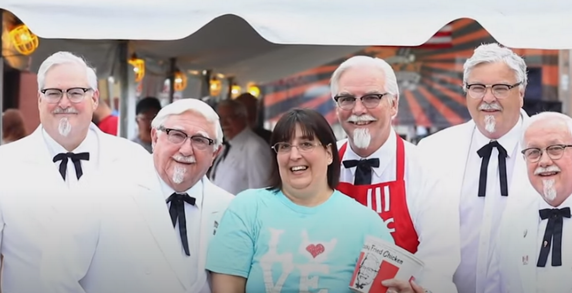 A white suit, black glasses and a bucket of chicken will be a must for the Colonel Sanders look-a-like contest at the World Chicken Festival.