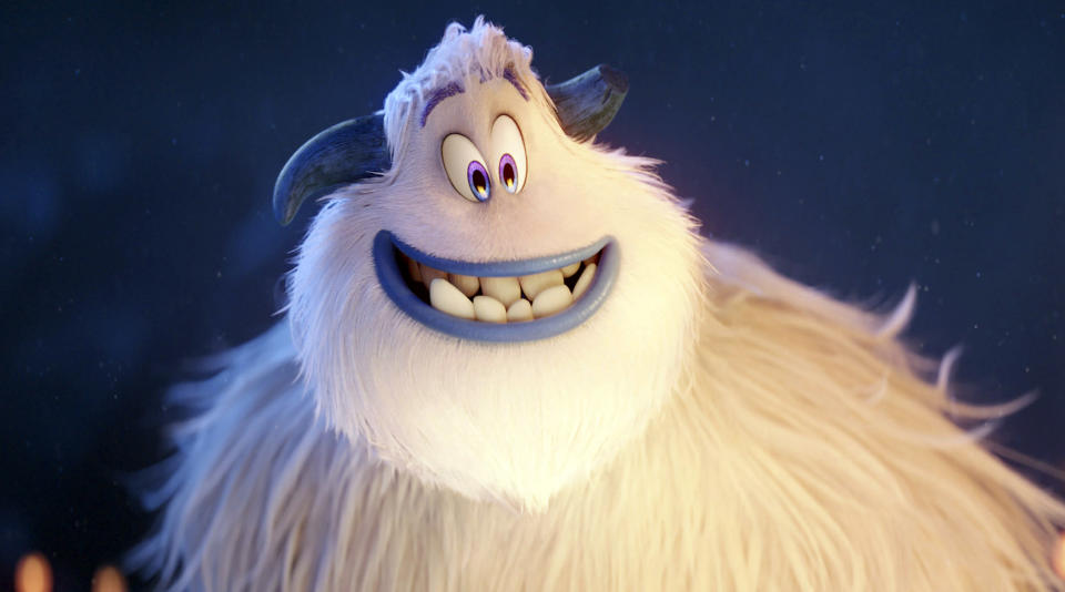 This image released by Warner Bros. Pictures shows the character Migo from the animated film "Smallfoot." Colombian singer Sebastian Yatra voices the character Migo for the Spanish edition of the film. Actor Channing Tatum voices the English edition. (Warner Bros. Pictures via AP)