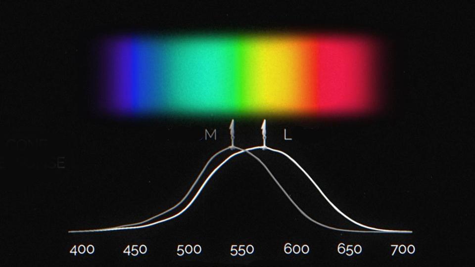 Gráfico con espectro de luz y tabla.