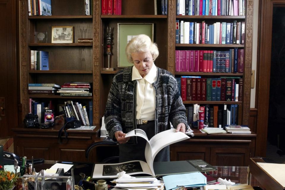 1/16/2002 -- Washington, D.C. -- Supreme Court Justice Sandra Day O'Connor in her chambers at the Supreme Court building.