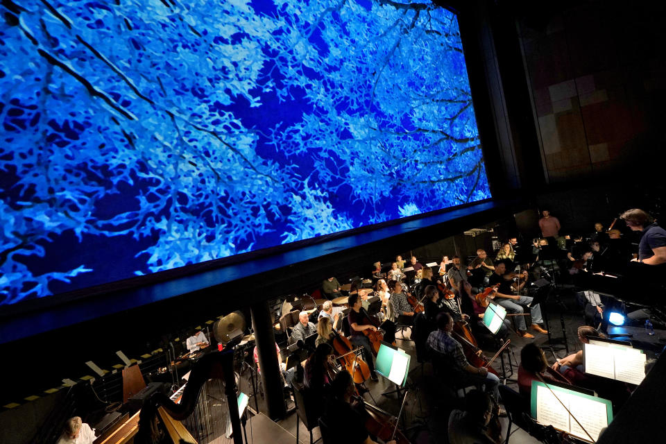 Ballet Arizona musicians rehearse for the "Nutcracker", Thursday, Dec. 7, 2023, in Phoenix prior to an upcoming performance. A pit full of musicians is part of the tradition of the holiday staple for Ballet Arizona and many other productions around the world. Shows use recordings as they weather costs or crises like recessions. But fans, musicians and the unions that represent them say the live music brings an unseen signature to each show. (AP Photo/Matt York)