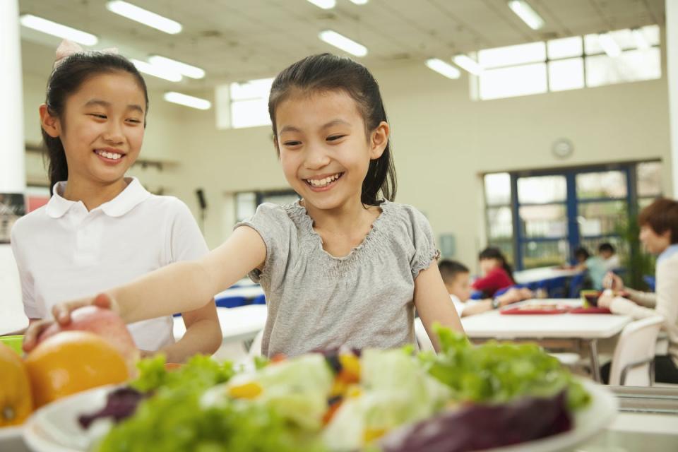 <span class="caption">Japan’s school menus are planned by nutritionists.</span> <span class="attribution"><a class="link " href="https://www.shutterstock.com/image-photo/students-reaching-healthy-food-school-cafeteria-152942594" rel="nofollow noopener" target="_blank" data-ylk="slk:Shutterstock;elm:context_link;itc:0;sec:content-canvas">Shutterstock</a></span>