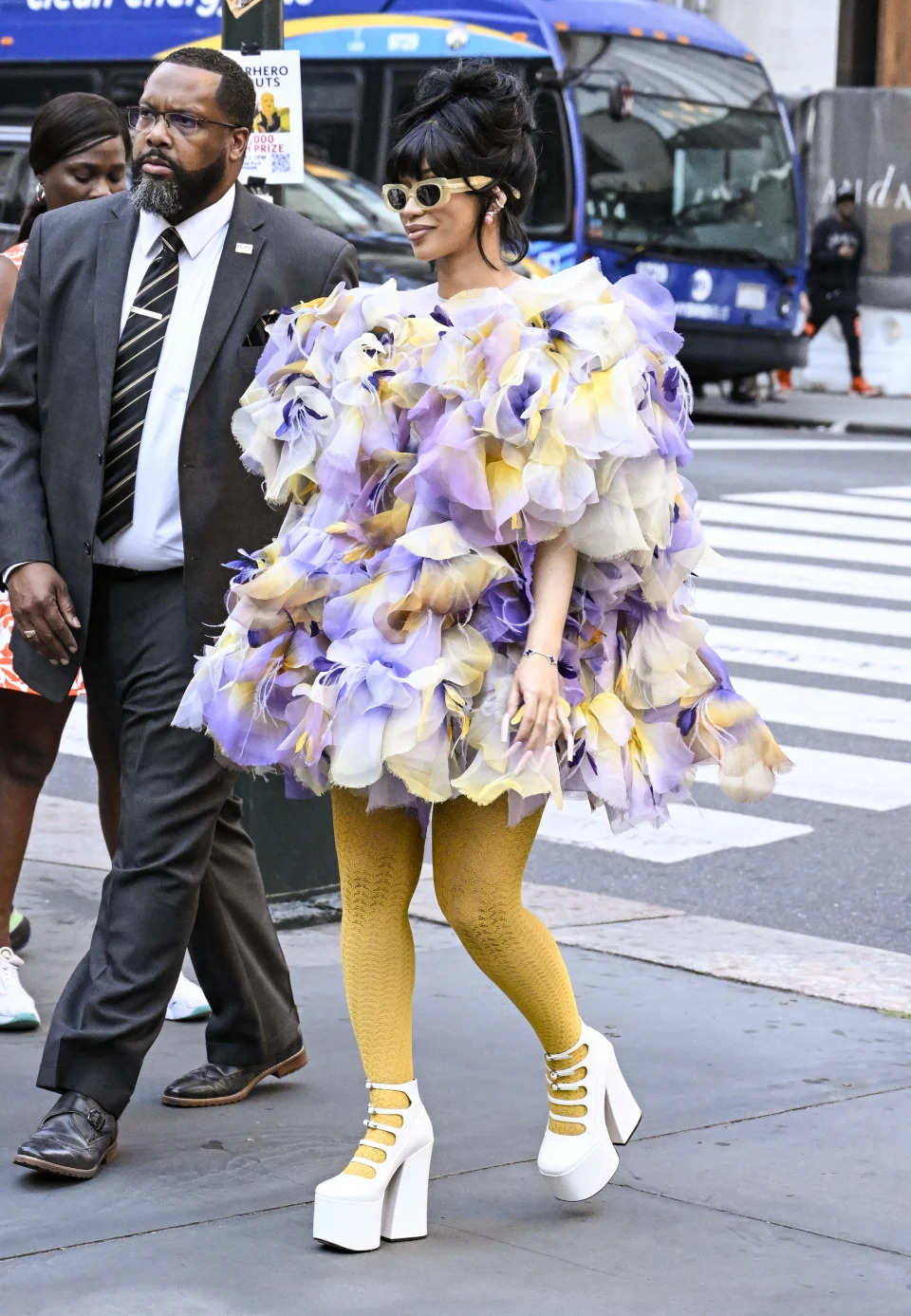 Cardi B is seen wearing a Marc Jacobs shoes in New York City