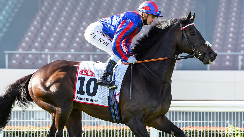 Jamie Kah and Prince Of Arran, pictured here prior to the Caulfield Cup. 