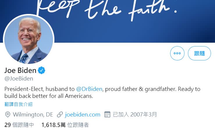 拜登、賀錦麗修改推特自我介紹。（圖／翻攝自Joe Biden、Kamala Harris推特）