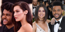 <p>The Weeknd and Bella Hadid <a href="http://www.cosmopolitan.com/entertainment/a8615679/bella-hadid-the-weeknd-dating-timeline/" rel="nofollow noopener" target="_blank" data-ylk="slk:had a normal on-again, off-again relationship;elm:context_link;itc:0;sec:content-canvas" class="link ">had a normal on-again, off-again relationship</a> until late 2016, when the couple decided to call it quits for good due to scheduling conflicts, <a href="http://people.com/music/the-weeknd-bella-hadid-split/" rel="nofollow noopener" target="_blank" data-ylk="slk:according to People;elm:context_link;itc:0;sec:content-canvas" class="link ">according to <em>People</em></a>. The Weeknd would later start promoting his new album, <em>Starboy</em>, and the two would <a href="http://www.cosmopolitan.com/entertainment/celebs/a8384450/bella-hadid-the-weeknd-victorias-secret-photos/" rel="nofollow noopener" target="_blank" data-ylk="slk:reunite on the runway;elm:context_link;itc:0;sec:content-canvas" class="link ">reunite on the runway</a> during the 2016 Victoria’s Secret Fashion Show. Soon after, it was announced that The Weeknd started dating Selena Gomez and Hadid reportedly felt "betrayed" by the new relationship. The new couple <a href="http://www.cosmopolitan.com/entertainment/celebs/a13120794/selena-gomez-the-weeknd-break-up/" rel="nofollow noopener" target="_blank" data-ylk="slk:called it quits;elm:context_link;itc:0;sec:content-canvas" class="link ">called it quits</a>, possibly due to a new love triangle.</p>