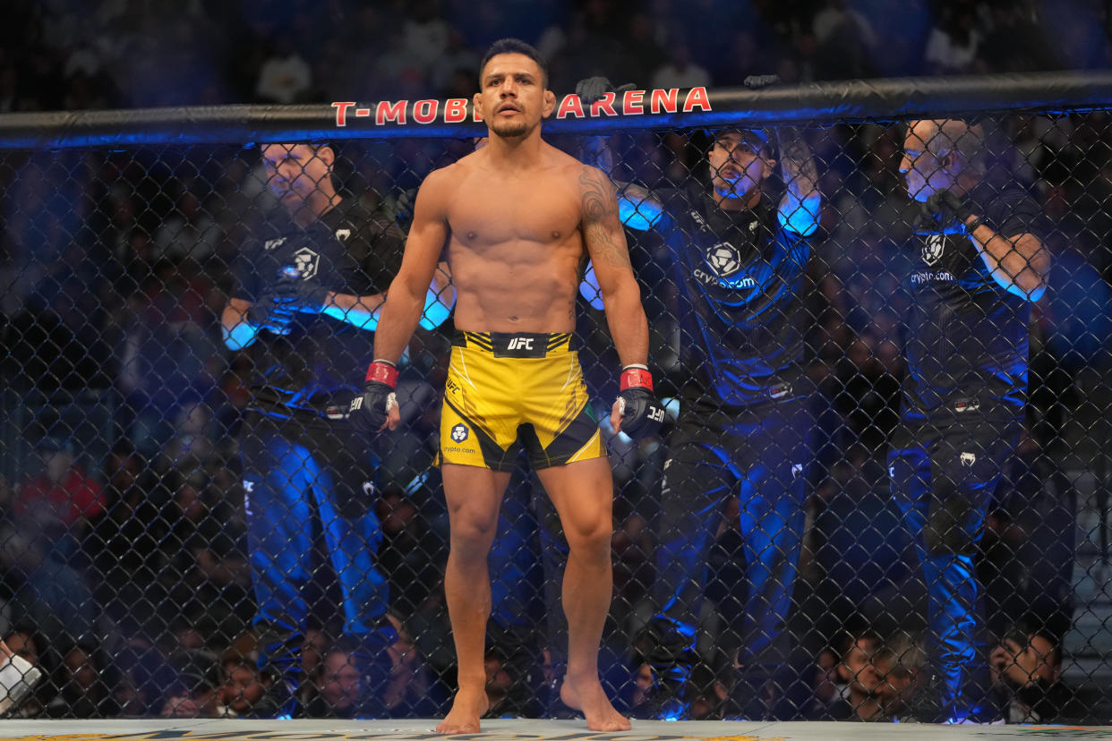 Rafael Dos Anjos looks on before a fight with Renato Moicano at UFC 272. (Stephen R. Sylvanie-USA TODAY Sports)