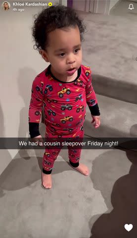 <p>Khloe Kardashian/Instagram</p> Tatum crashes the cousins sleepover