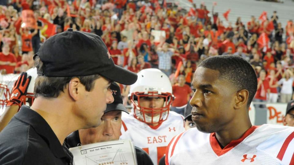 Kyle Chandler and Michael B. Jordan in "Friday Night Lights."