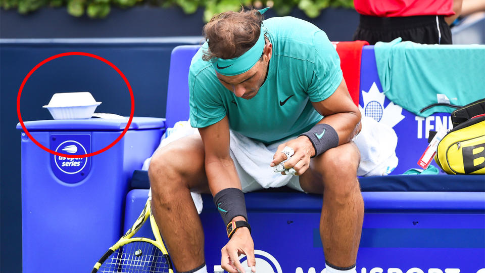 Rafael Nadal requested a box, which is believed to have been full of dates, during the match. (Getty Images)