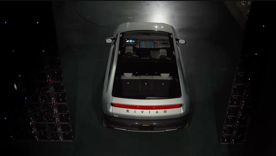 A screenshot from the Rivian R3 reveal livestream