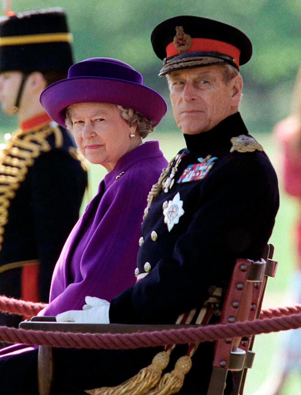 The Queen And Prince Philip Review The King's Troop At A Special Parade To Mark Their Jubilee In Regent's Park