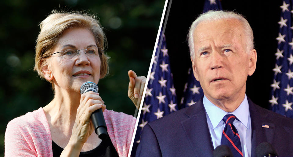 Democratic presidential candidate Sen. Elizabeth Warren and former U.S. Vice President and Democratic presidential hopeful Joe Biden. (Photos: Neibergall/AP, Bastiaan Slabbers/Reuters)