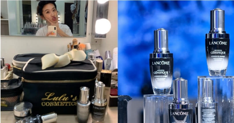 Lulu是LANCOME蘭蔻小黑瓶鐵粉。LANCOME超未來肌因賦活露30ml/3,000元。（圖／LULU IG）