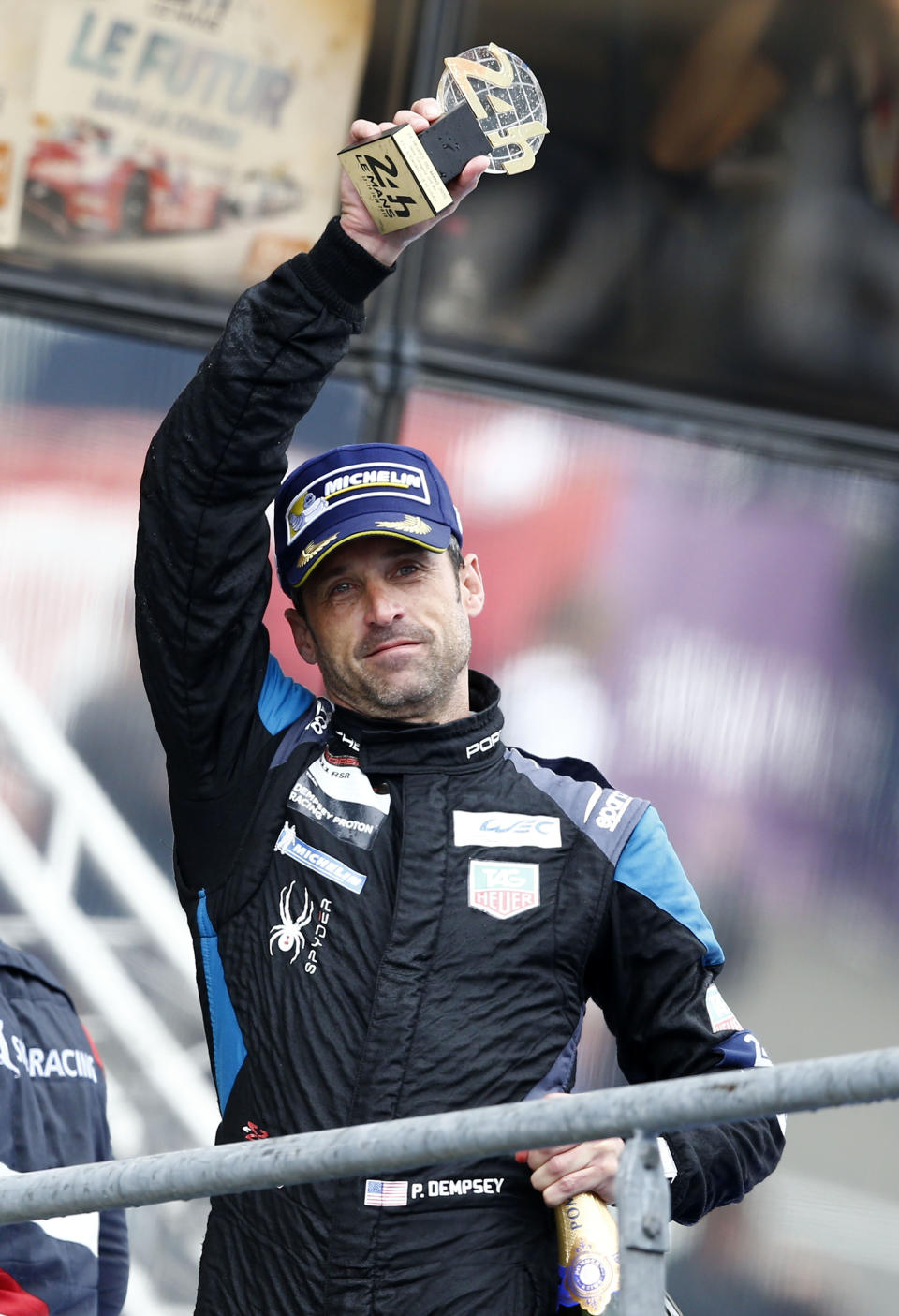 Motorsports: FIA WEC 2015, 24 Hours of Le Mans, 24h Le Mans, Dempsey Proton Racing: Patrick Dempsey, 2nd place LM GTe-AM (Photo by Hoch Zwei/Corbis via Getty Images)