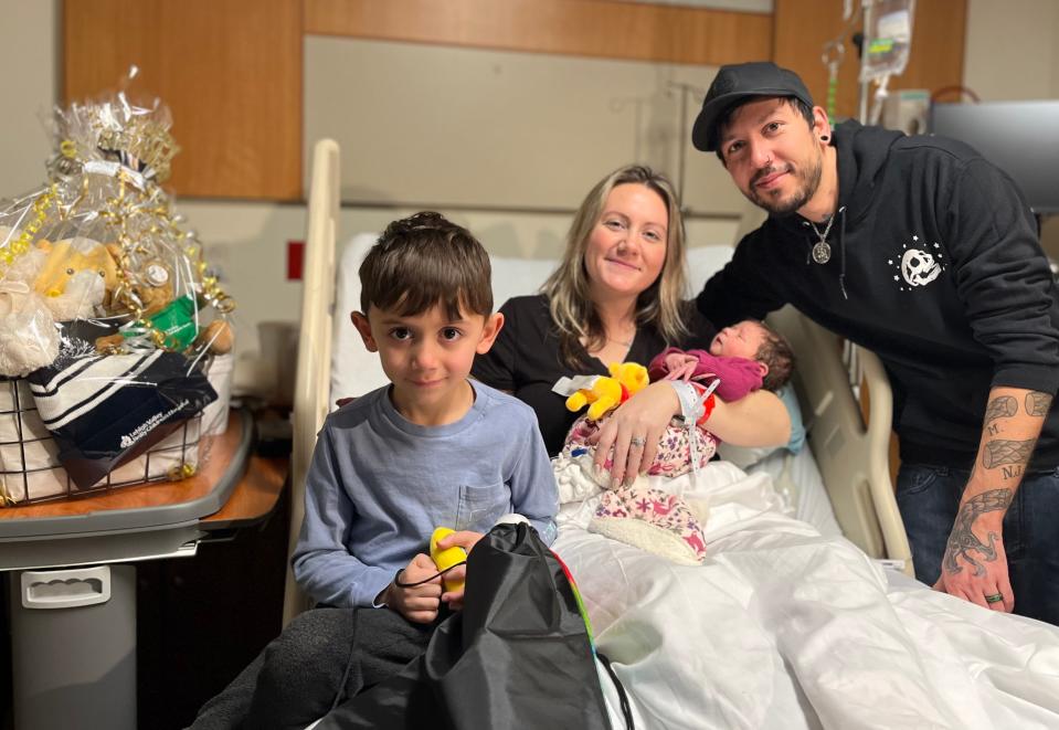 LVH–Schuylkill's first New Year's baby was little Aurora Martinez, Pottsville, held by mother, Casey, and surrounded by five-year-old brother Kaiden and dad Giovani.  Aurora was born at 3:50 a.m. January 2.