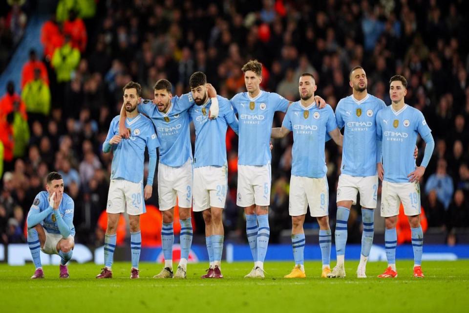 Manchester City players watch as their Champions League dream ends <i>(Image: Mike Egerton/PA Wire)</i>