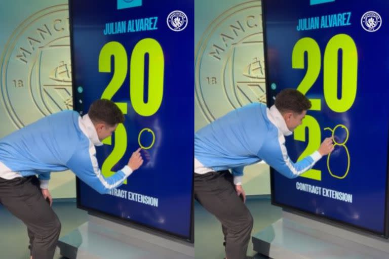 El curioso dibujo de Julián Álvarez al renovar su contrato con el Manchester City