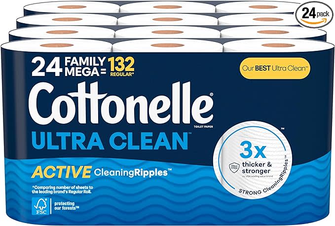 Cottonelle Ultra Clean Toilet Paper with Active CleaningRipples Texture