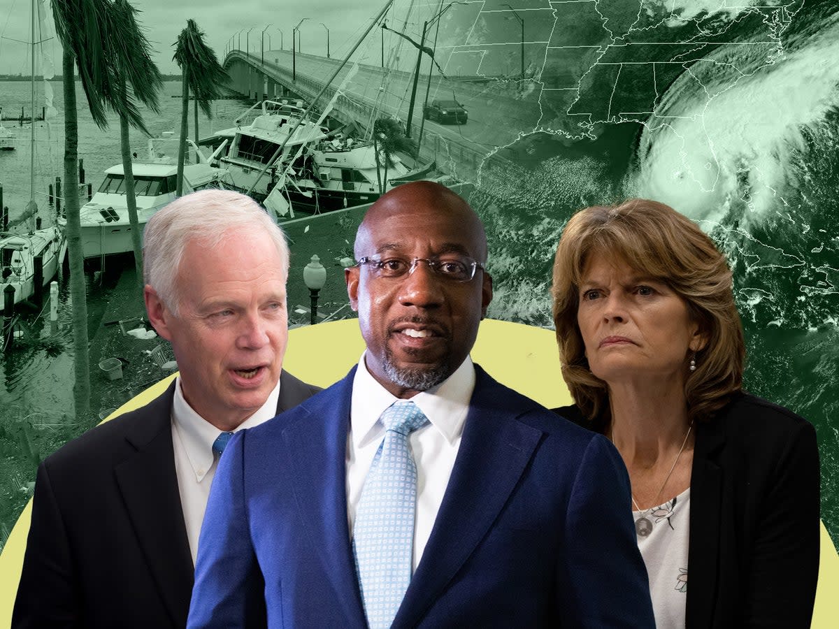 Senators Ron Johnson, Raphael Warnock and Lisa Murkowski are in close races for re-election in races that could determine the future of climate action  (Getty)