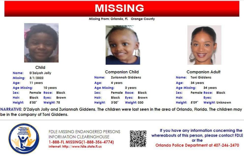 D'Zaiyah Jolly was last seen in Orlando on March 1, 2022.