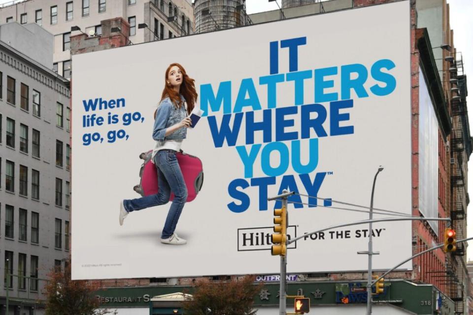 A billboard in New York City showing Hilton's 