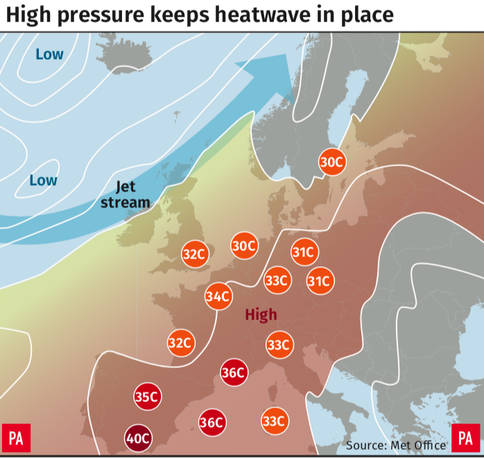 <em>The heatwave shows no sign of slowing down (PA)</em>