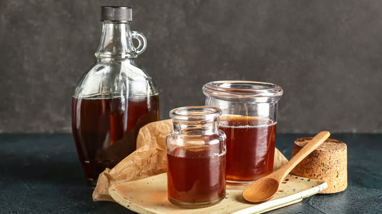 Maple syrup in jars