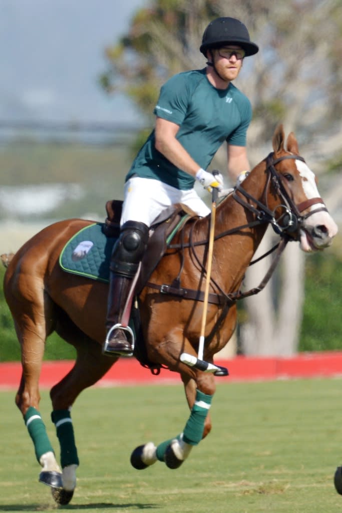 Prince Harry competes in his polo match at the Santa Barbara Polo Club in Santa Barbara on May 22, 2022. - Credit: GP/Mega