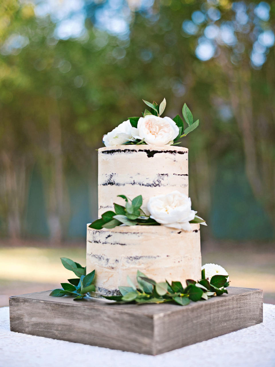 Mostly-Frosted Wedding Cake