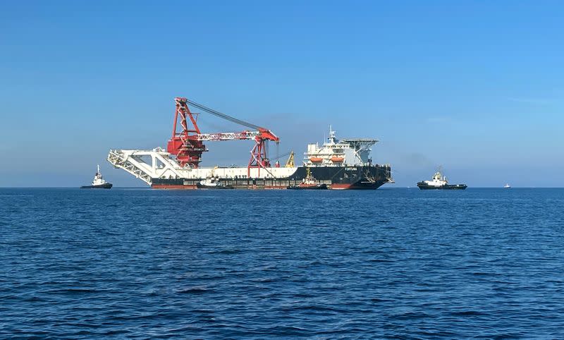 FILE PHOTO: The pipe-laying vessel Fortuna makes its way to Wismar