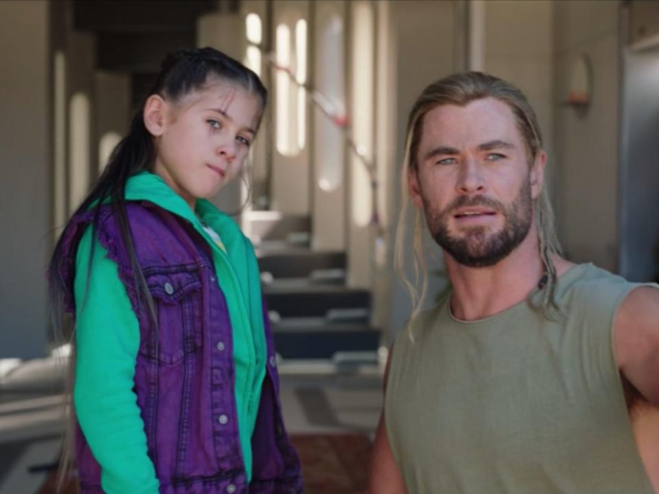 India Rose Hemsworth and Chris Hemsworth in "Thor: Love and Thunder."